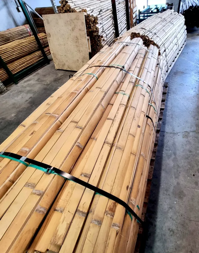 Bundles of bamboo slats prepared for supply